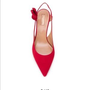 Aquzzura Drew 60mm Suede Bow-Back Pumps